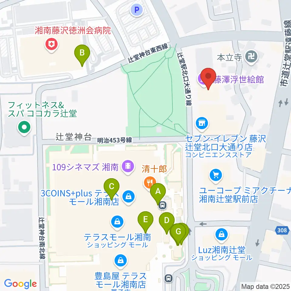 藤澤浮世絵館周辺のカフェ一覧地図
