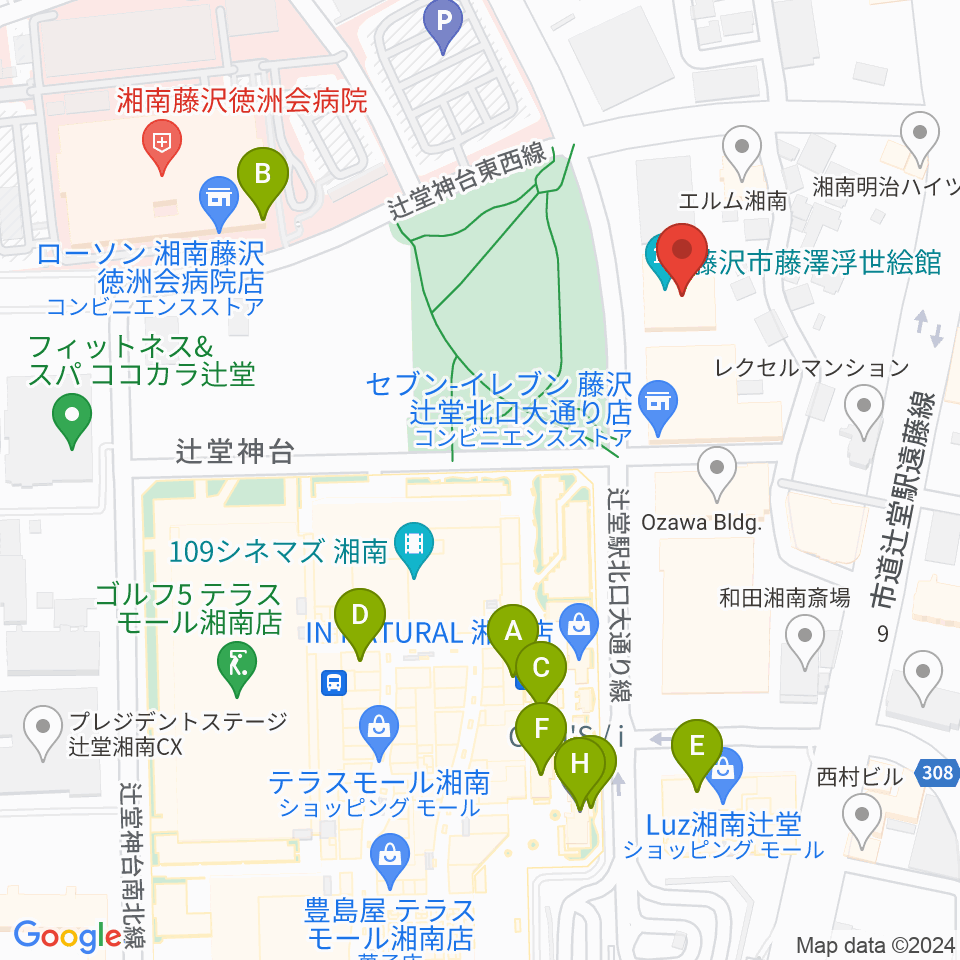藤沢市アートスペース周辺のカフェ一覧地図