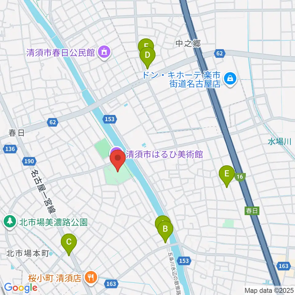清須市はるひ美術館周辺のカフェ一覧地図