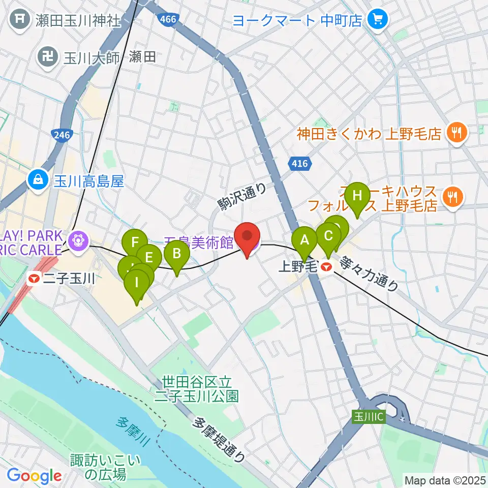 五島美術館周辺のカフェ一覧地図