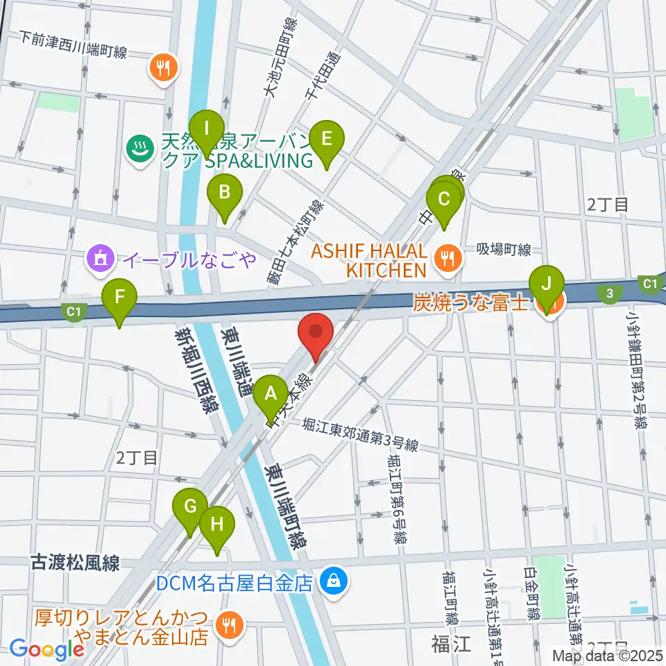 スタジオべティックス鶴舞店周辺のカフェ一覧地図