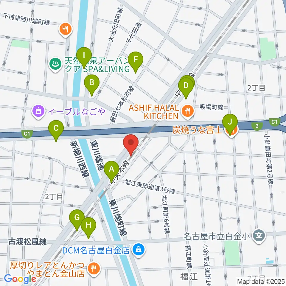 スタジオべティックス鶴舞店周辺のカフェ一覧地図