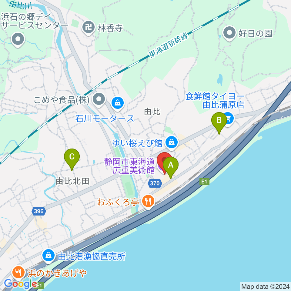 東海道広重美術館周辺のカフェ一覧地図