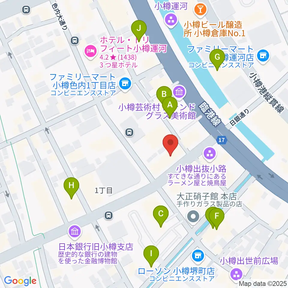小樽芸術村 似鳥美術館周辺のカフェ一覧地図