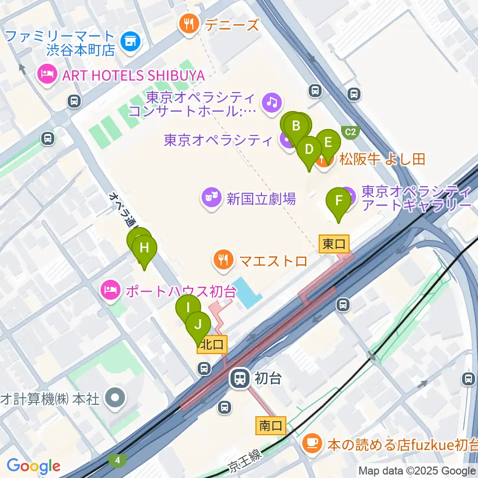 東京オペラシティアートギャラリー周辺のカフェ一覧地図