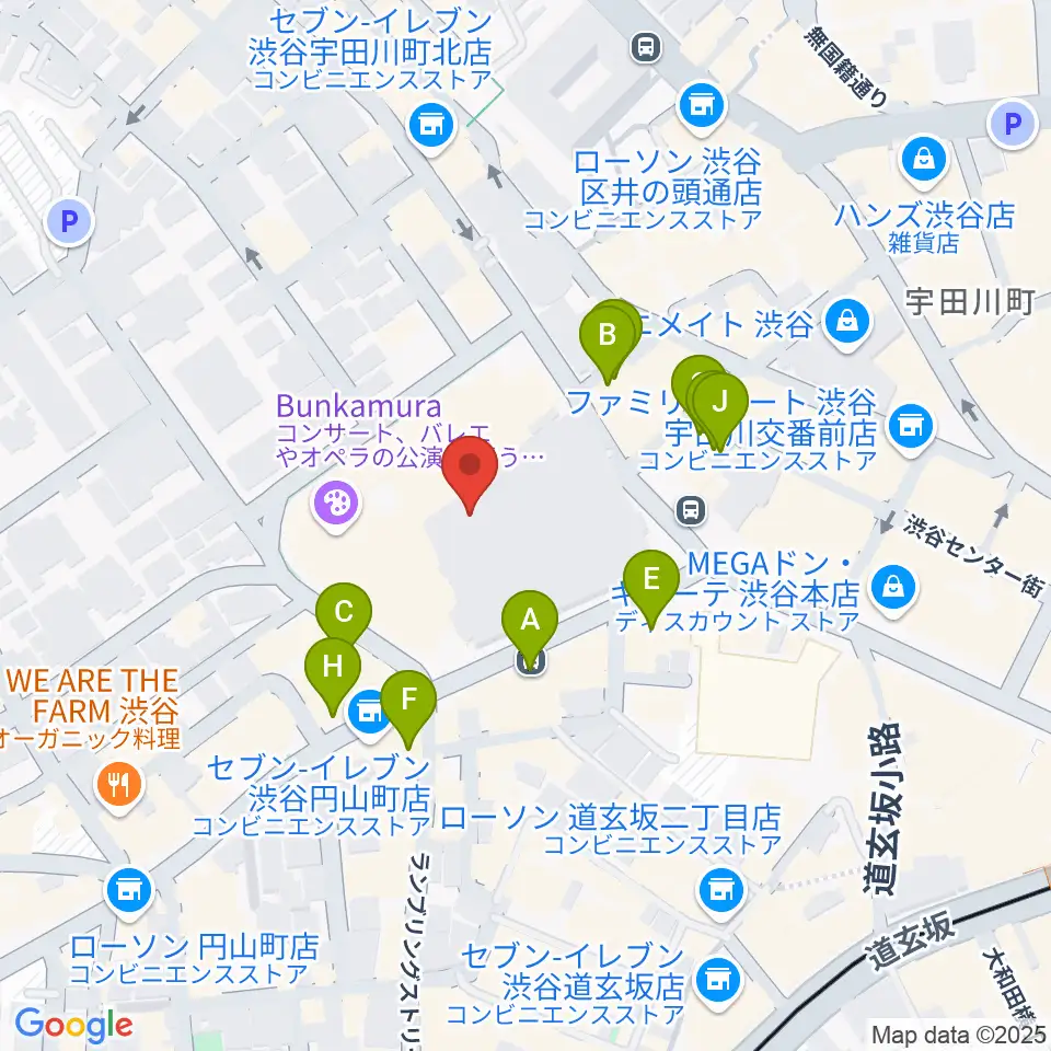 Bunkamuraザ・ミュージアム周辺のカフェ一覧地図