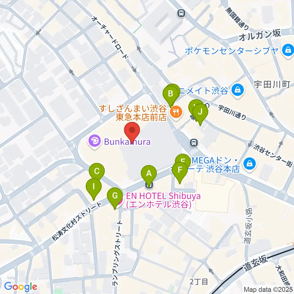 Bunkamuraザ・ミュージアム周辺のカフェ一覧地図