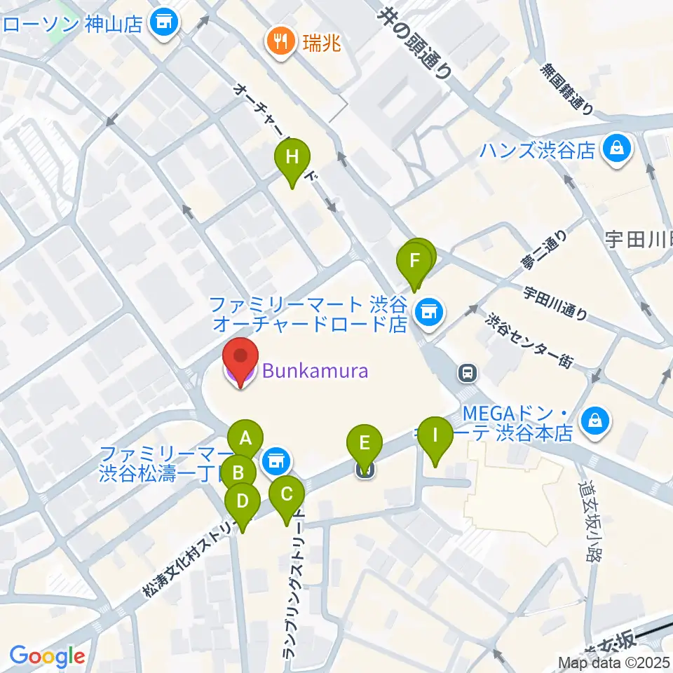 Bunkamuraザ・ミュージアム周辺のカフェ一覧地図