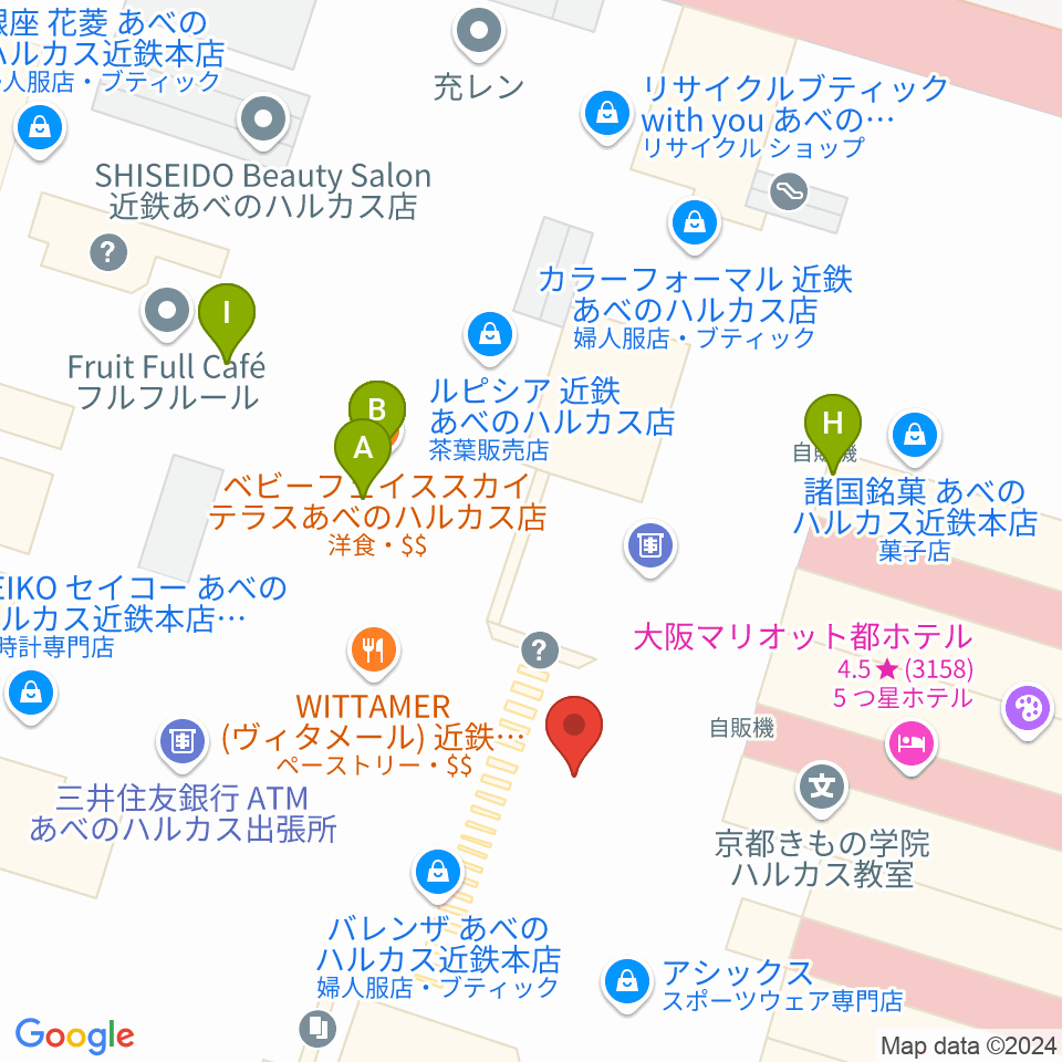 あべのハルカス美術館周辺のカフェ一覧地図