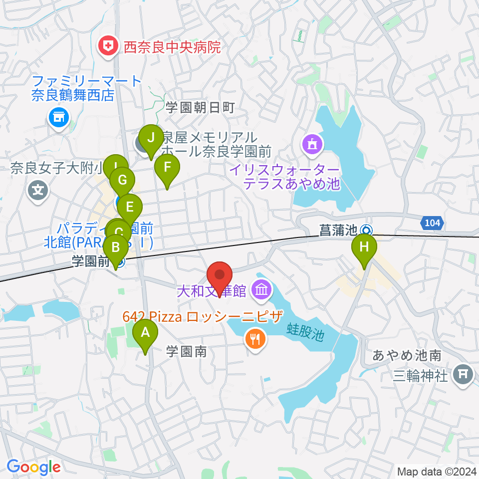 大和文華館周辺のカフェ一覧地図