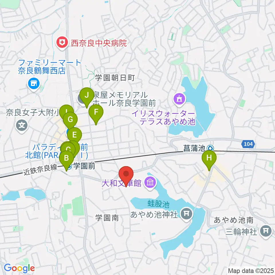 大和文華館周辺のカフェ一覧地図