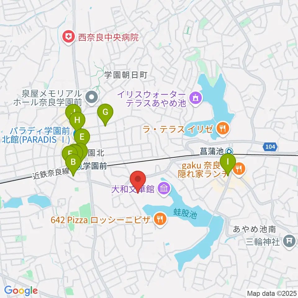 大和文華館周辺のカフェ一覧地図