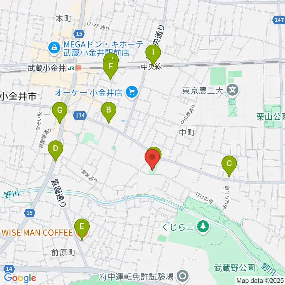 はけの森美術館周辺のカフェ一覧地図