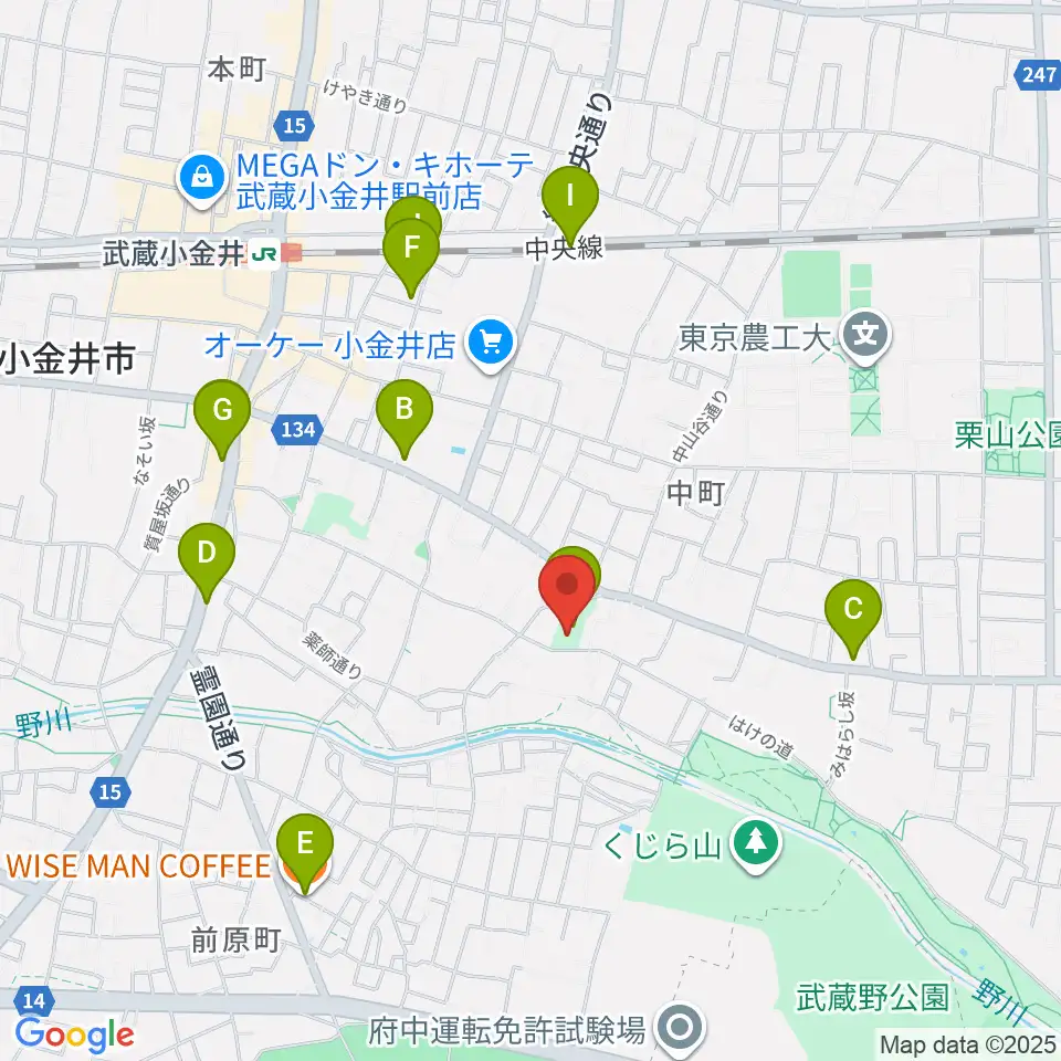はけの森美術館周辺のカフェ一覧地図