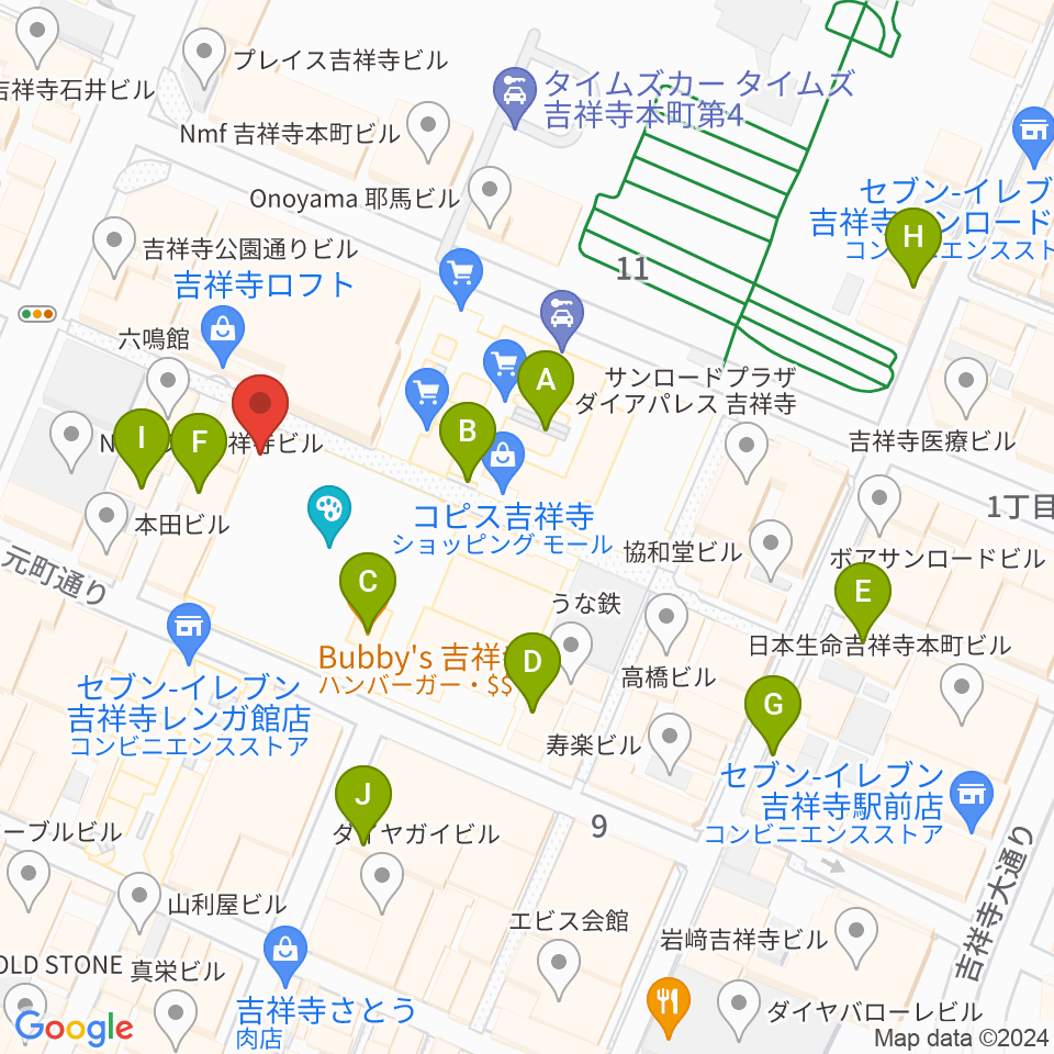 吉祥寺美術館周辺のカフェ一覧地図