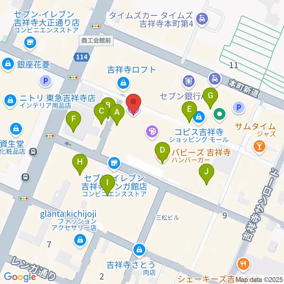 吉祥寺美術館周辺のカフェ一覧地図