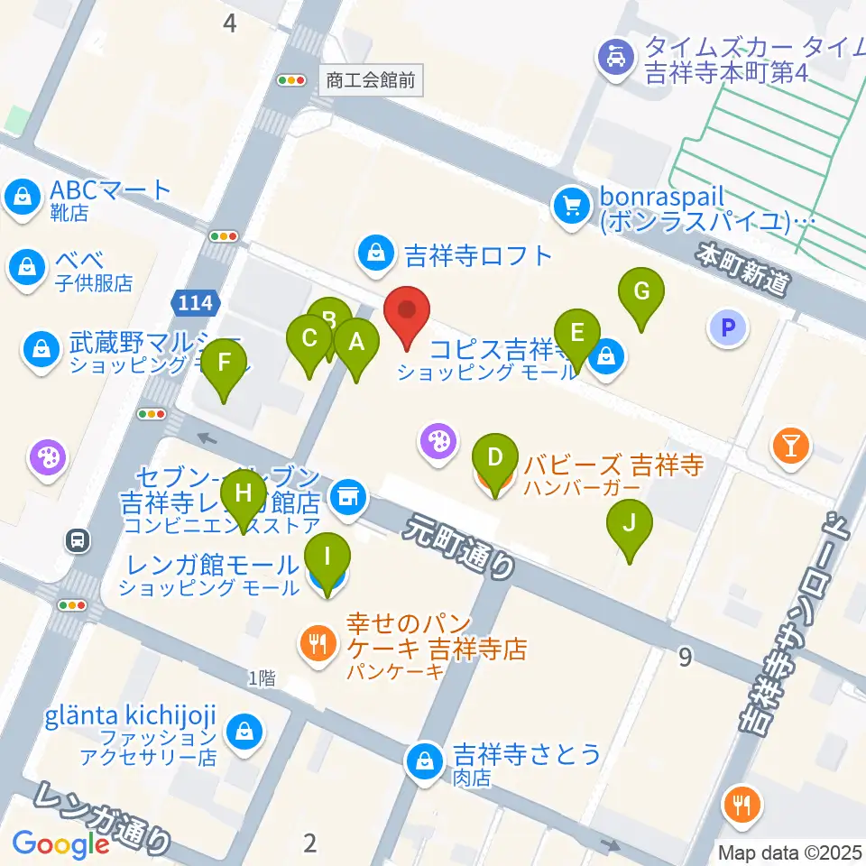 吉祥寺美術館周辺のカフェ一覧地図