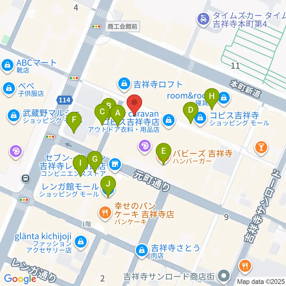 吉祥寺美術館周辺のカフェ一覧地図