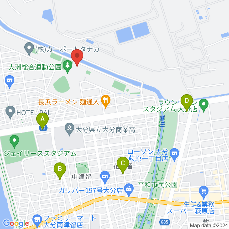 サイクルショップコダマ大洲アリーナ周辺のカフェ一覧地図