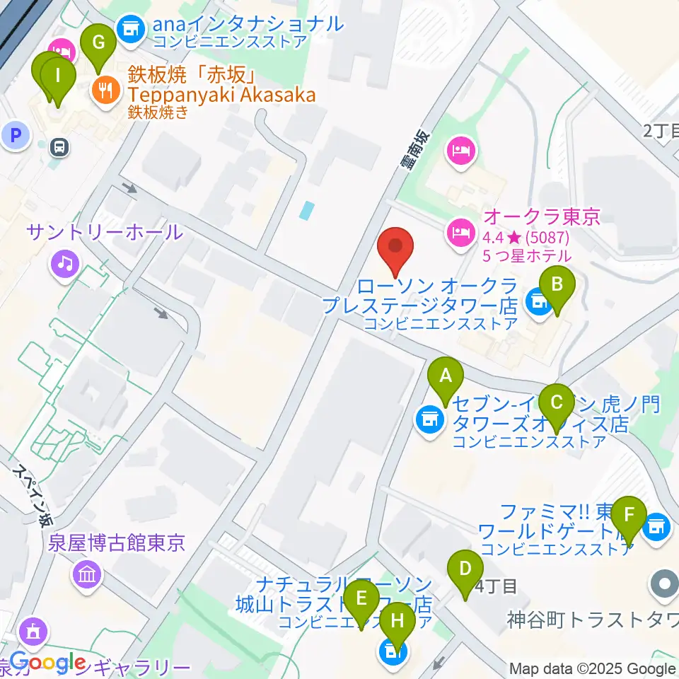 大倉集古館周辺のカフェ一覧地図
