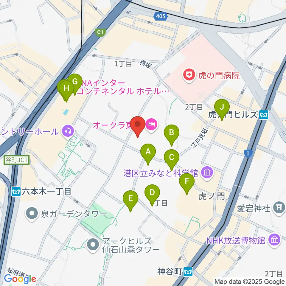 大倉集古館周辺のカフェ一覧地図