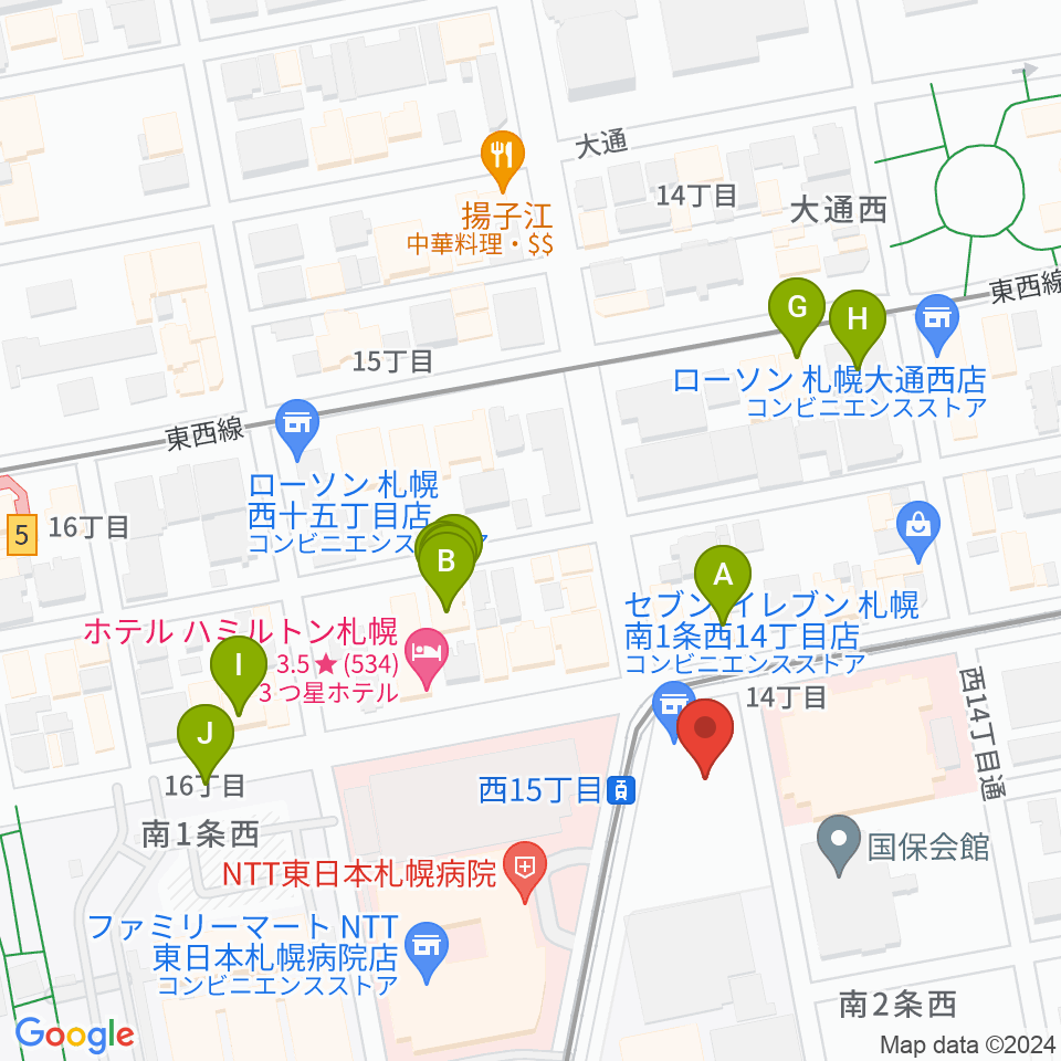 ウィステリアホール周辺のカフェ一覧地図