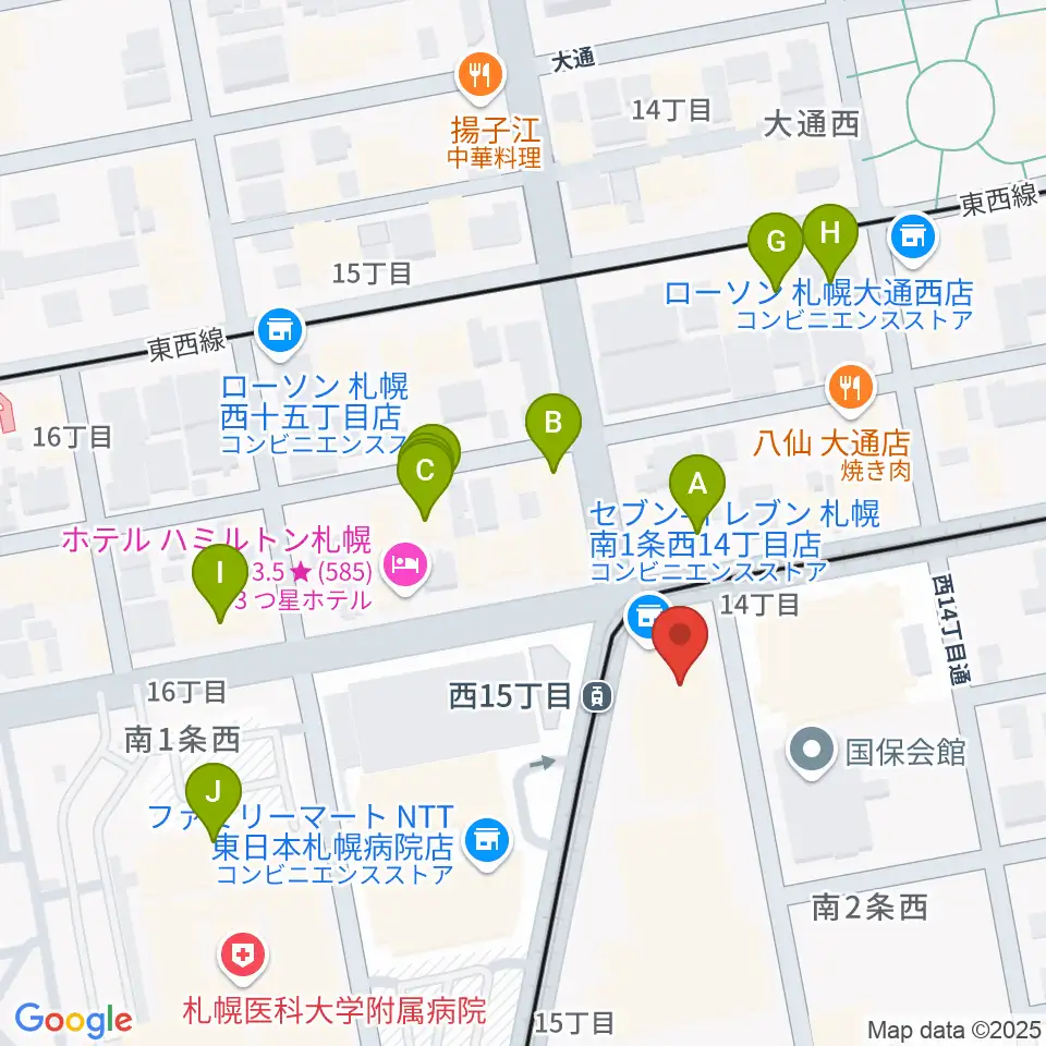 ウィステリアホール周辺のカフェ一覧地図