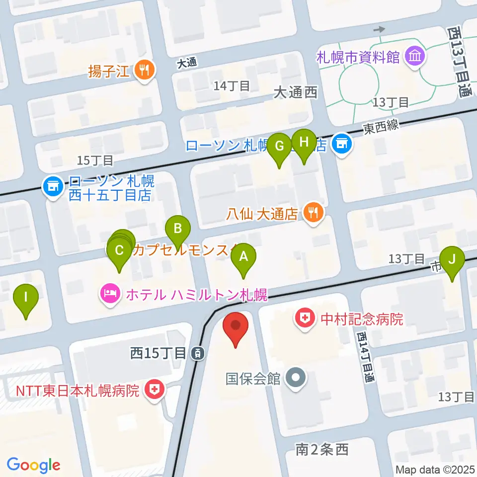 ウィステリアホール周辺のカフェ一覧地図
