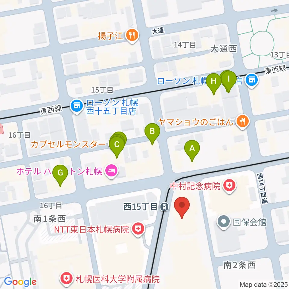 ウィステリアホール周辺のカフェ一覧地図