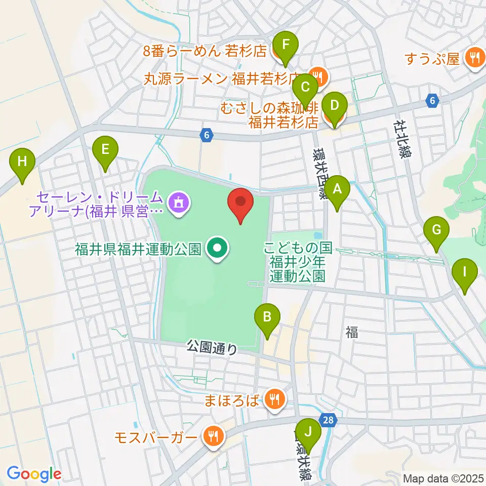 福井県営陸上競技場 9.98スタジアム周辺のカフェ一覧地図
