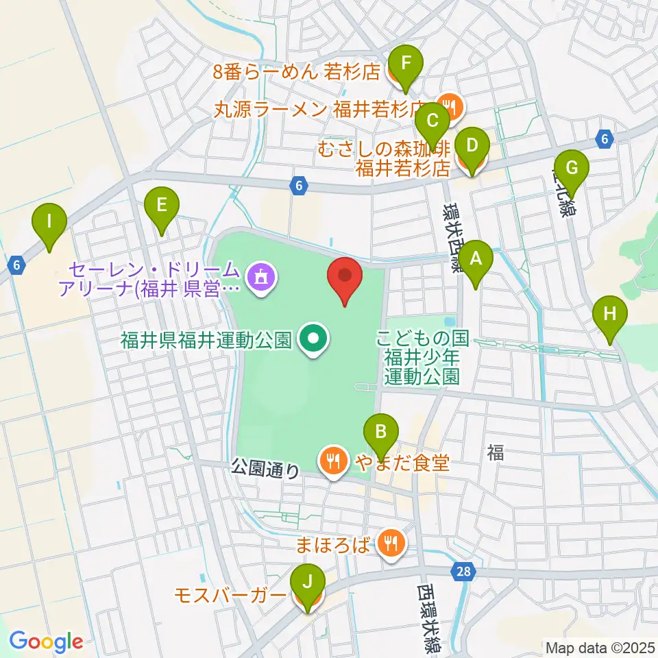 福井県営陸上競技場 9.98スタジアム周辺のカフェ一覧地図