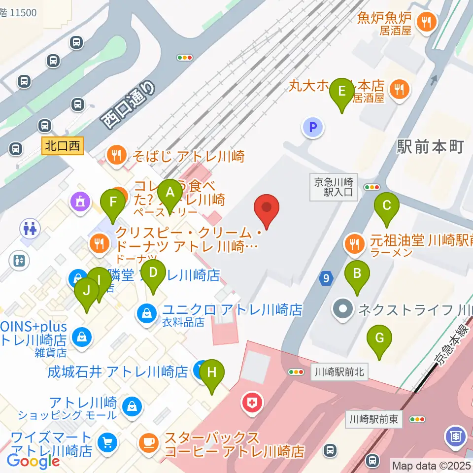 川崎浮世絵ギャラリー周辺のカフェ一覧地図