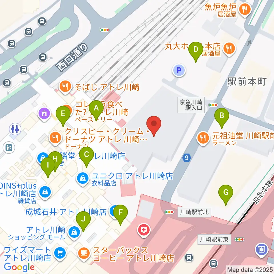 川崎浮世絵ギャラリー周辺のカフェ一覧地図