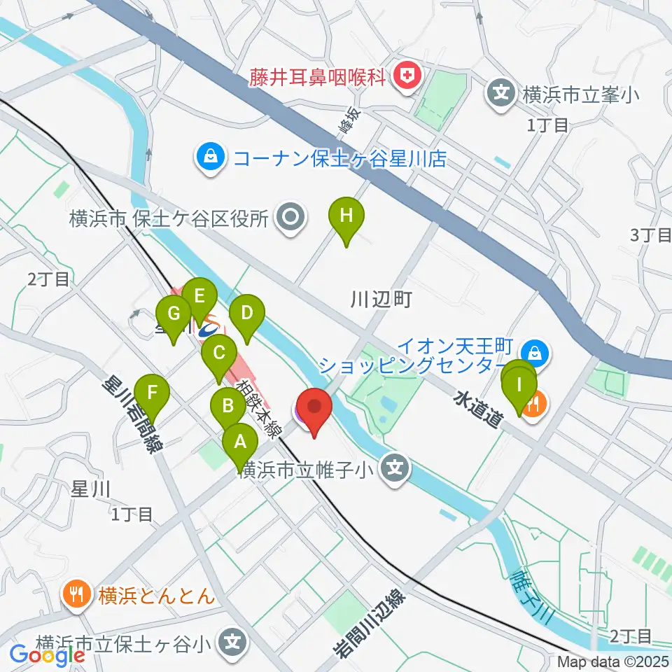 横浜市保土ケ谷公会堂周辺のカフェ一覧地図