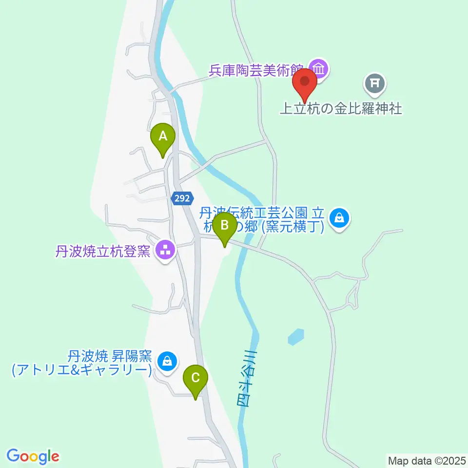 兵庫陶芸美術館周辺のカフェ一覧地図
