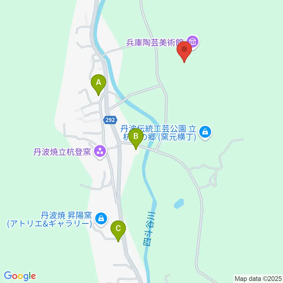兵庫陶芸美術館周辺のカフェ一覧地図