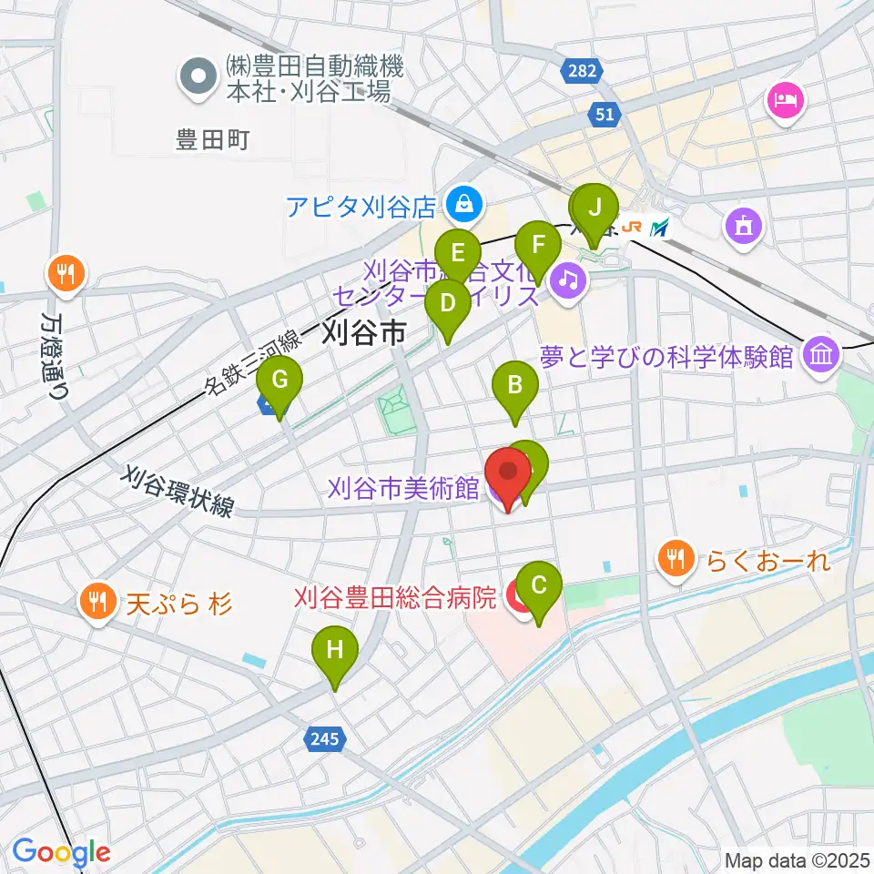刈谷市美術館周辺のカフェ一覧地図