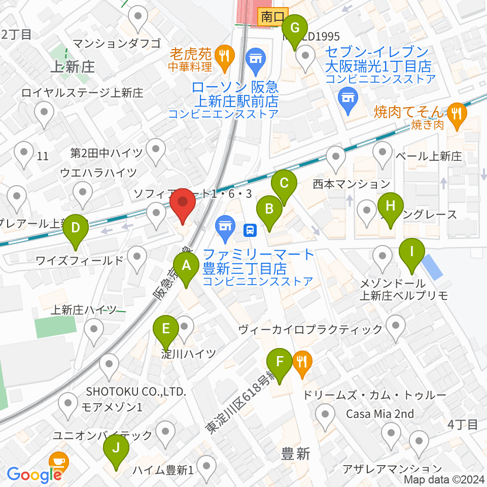 上新庄スタジオテンダー周辺のカフェ一覧地図