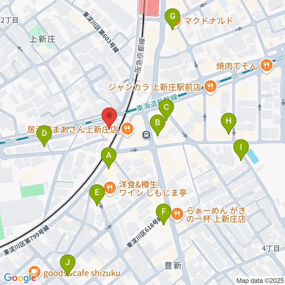 上新庄スタジオテンダー周辺のカフェ一覧地図