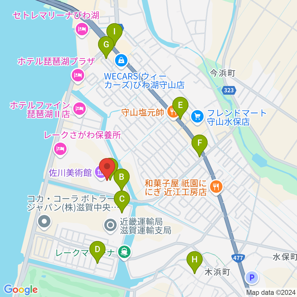 佐川美術館周辺のカフェ一覧地図