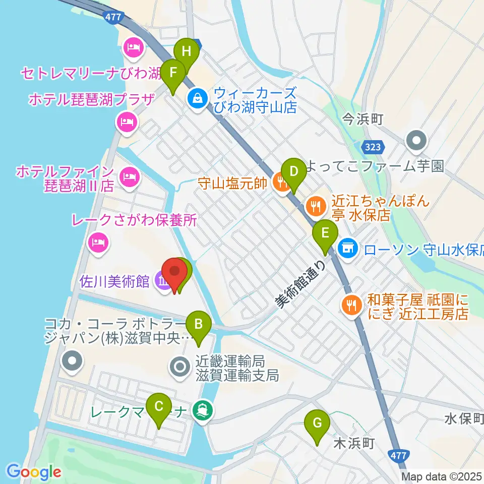 佐川美術館周辺のカフェ一覧地図