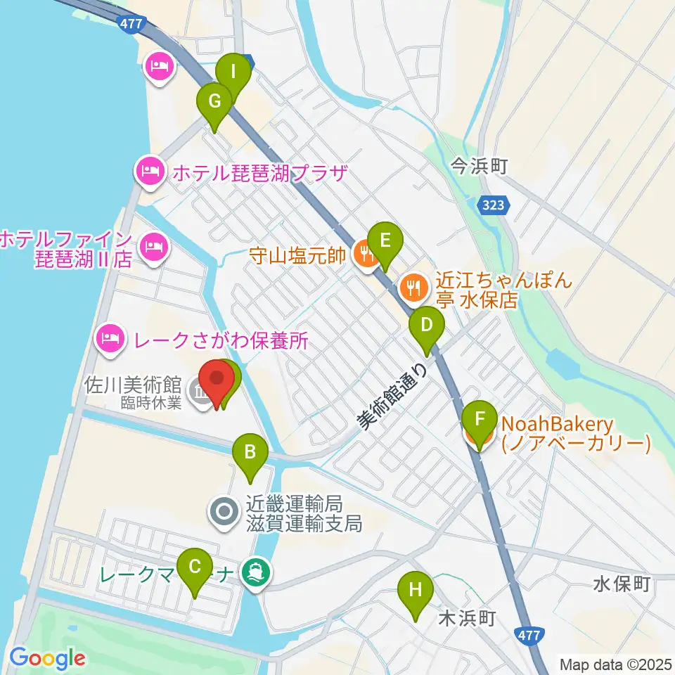 佐川美術館周辺のカフェ一覧地図