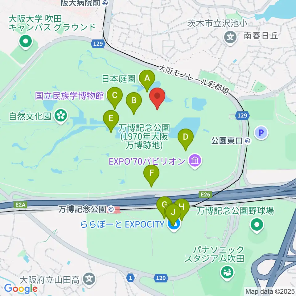 大阪日本民芸館周辺のカフェ一覧地図
