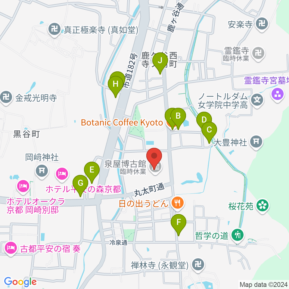 泉屋博古館周辺のカフェ一覧地図