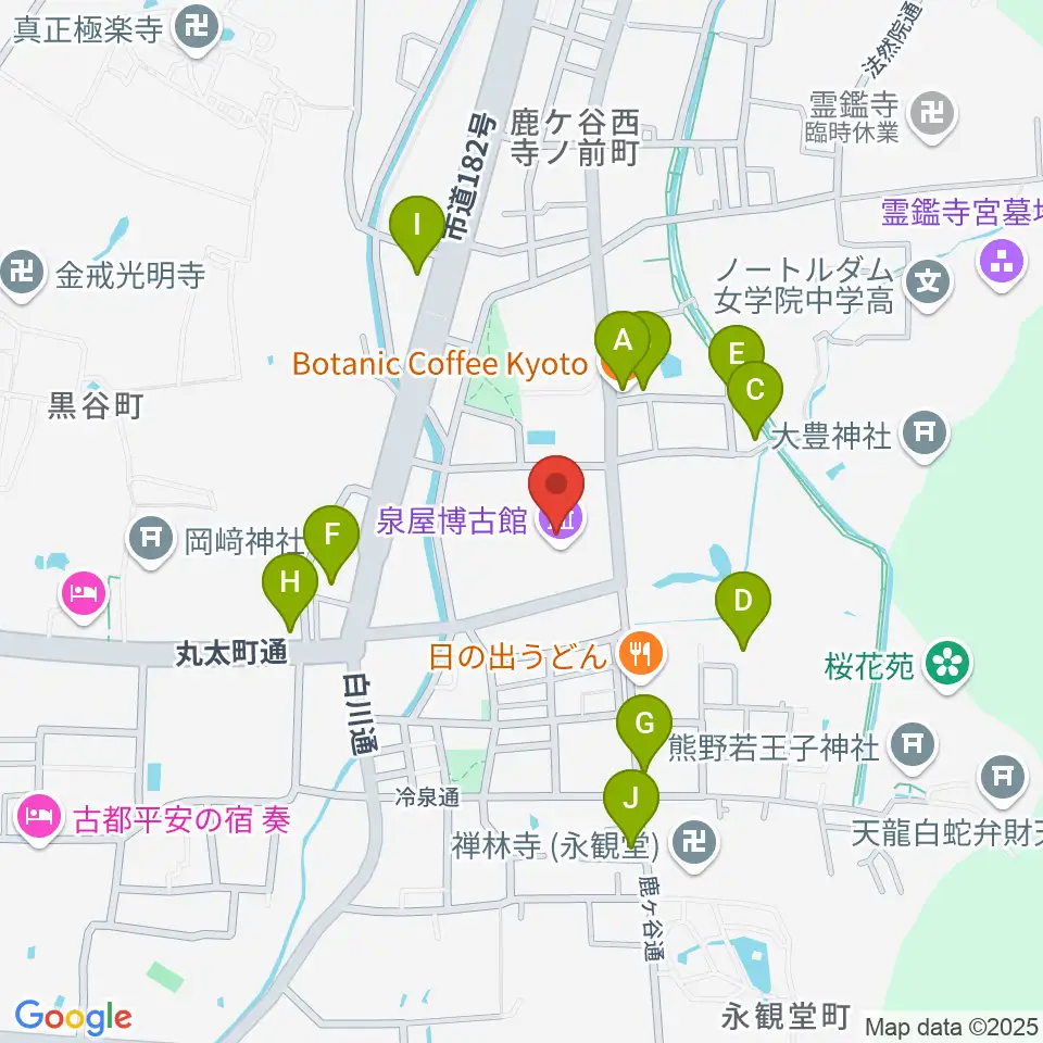 泉屋博古館周辺のカフェ一覧地図