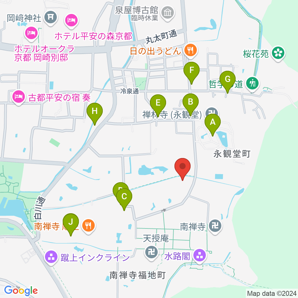 野村美術館周辺のカフェ一覧地図