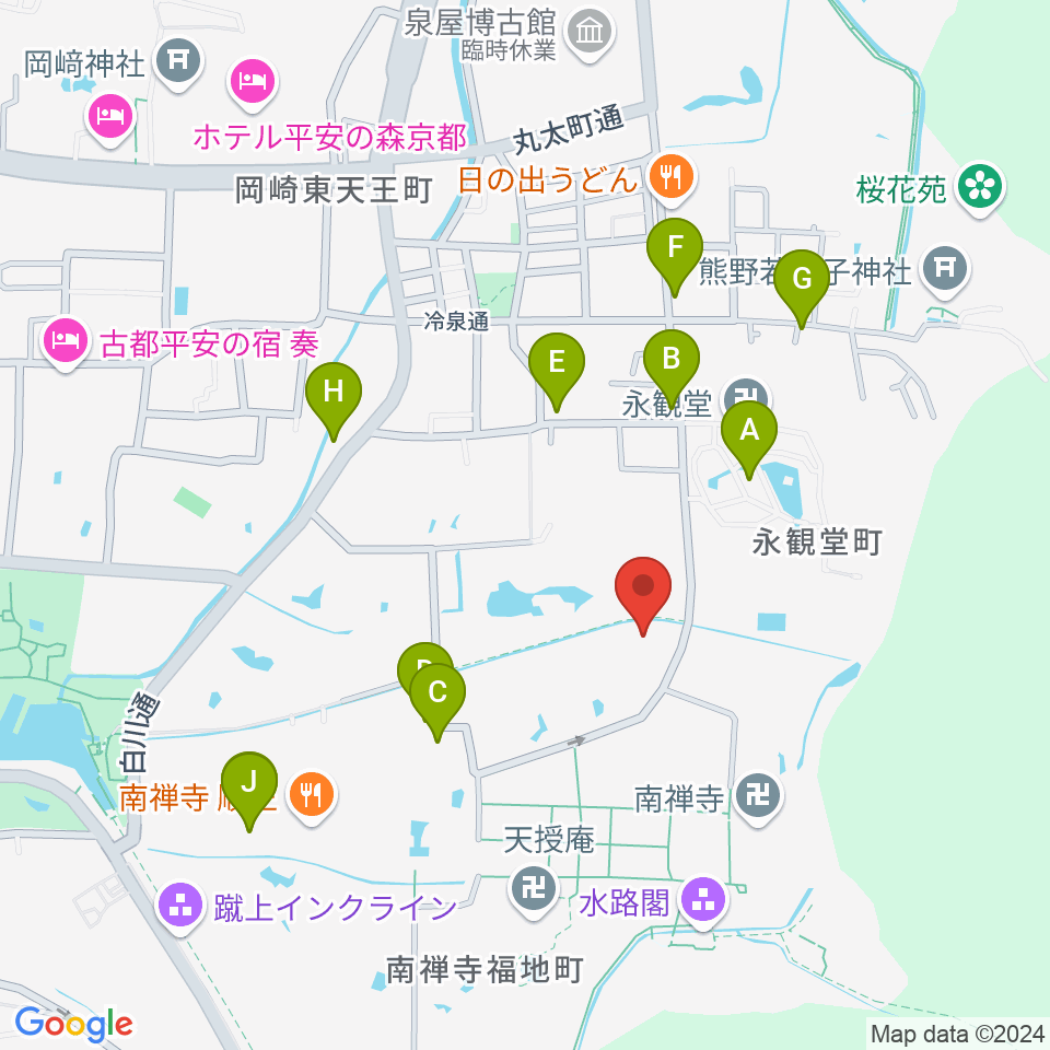 野村美術館周辺のカフェ一覧地図