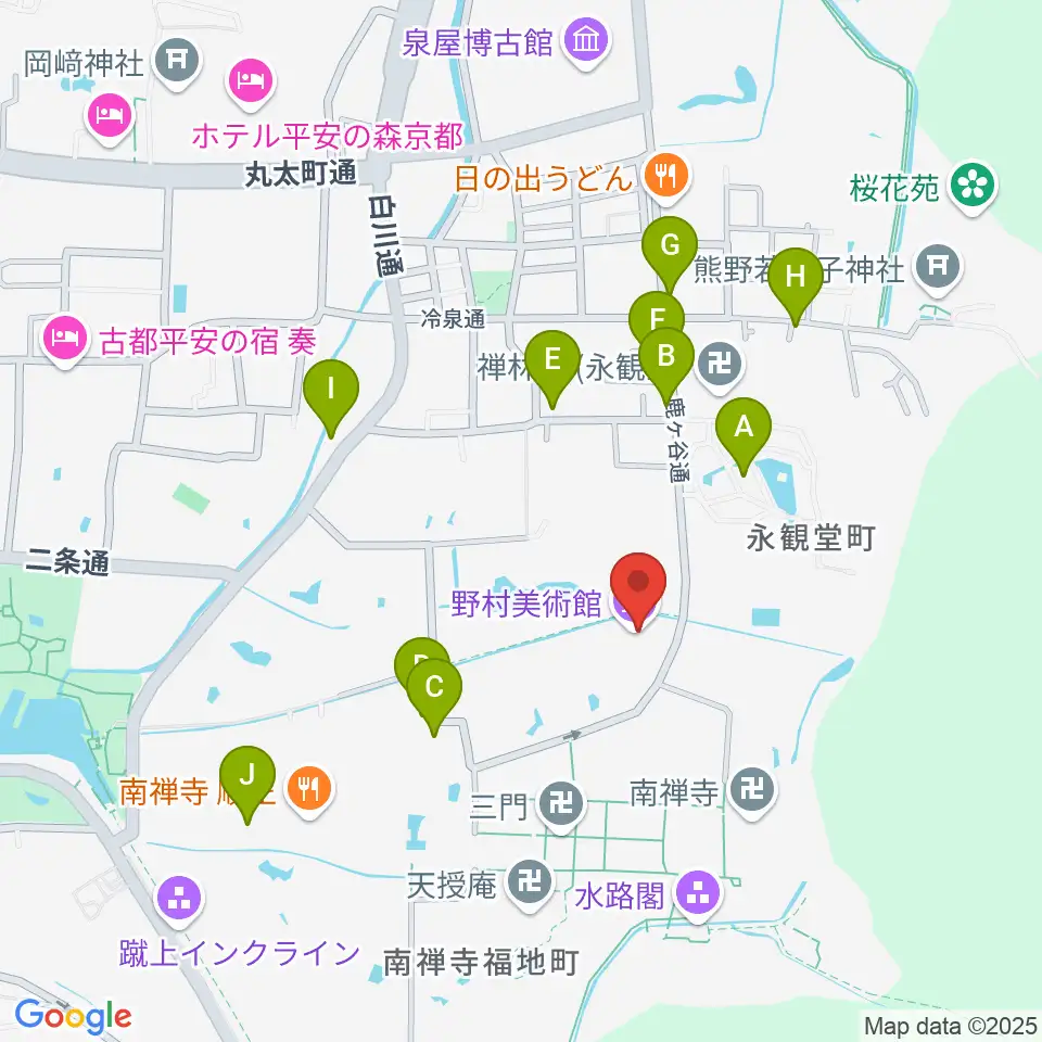 野村美術館周辺のカフェ一覧地図