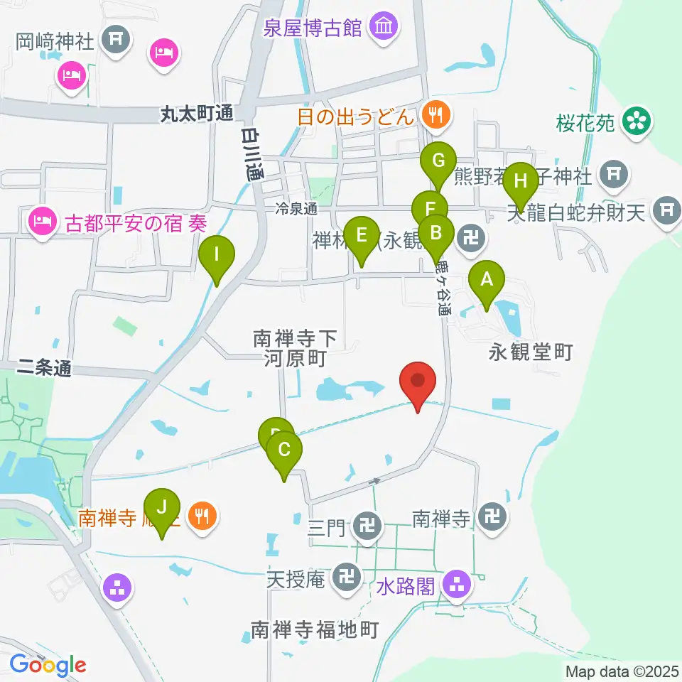 野村美術館周辺のカフェ一覧地図