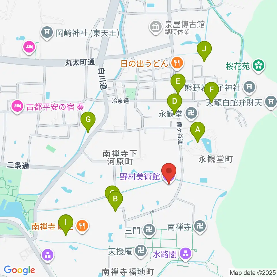 野村美術館周辺のカフェ一覧地図